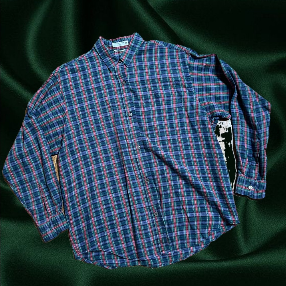 Calvin Klein Sport relaxes fit button up shirt men’s medium plaid blue red green